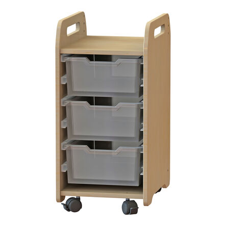 1 Column Tray Storage Unit W\/ 3 Deep Translucent Trays  hi\-res