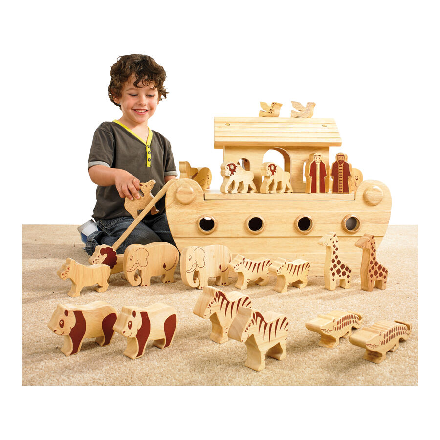Classic Wooden Noah's Ark Small World Set | Animals, Dinosaurs