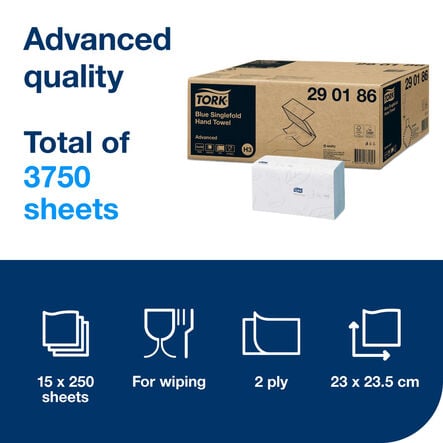 TORK® Singlefold Hand Towels 2 Ply 15pk  hi\-res