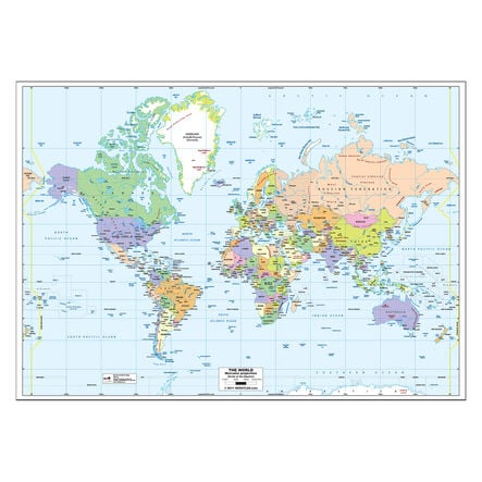 World Map Reversible Political and Physical A0  hi\-res