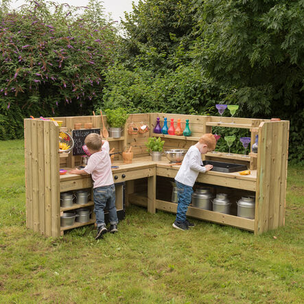 TTS Outdoor Wooden Corner Kitchen Unit H110 x W180 x D180cm  hi\-res