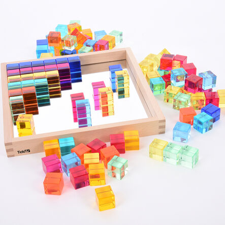 Construction Set Acrylic Gems and Mirror Tray  hi\-res
