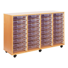 Crystal Clear Mobile Tray Storage Unit with 32 Shallow Trays  hi-res