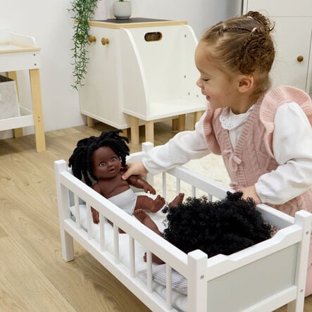 Role Play Doll Wooden White Cot Bed  hi\-res