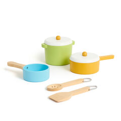 Role Play Pastel Wooden Cooking Pans Set  hi-res
