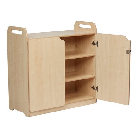 Lockable Storage Cupboard with Display \x26 Mirror Back  hi\-res