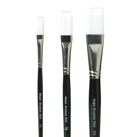 White Synthetic Sable Flat Paint Brushes 10pk  hi\-res