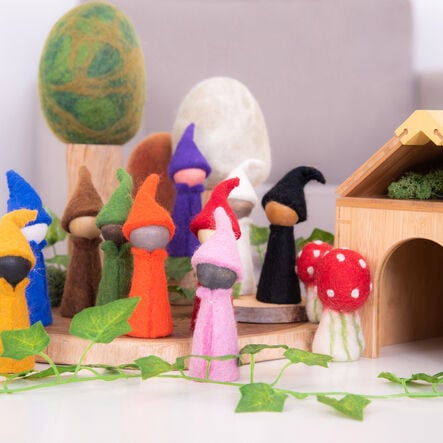 Small World Rainbow Wooden Felt Elves  hi\-res