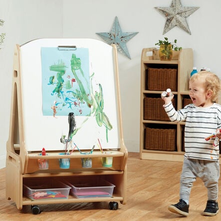 Millhouse Double\-Sided Whiteboard Easel W\/ Storage Trolley  hi\-res