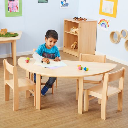 Essentials Beech Semi Circle Table  hi\-res