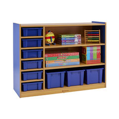 Milan Storage Unit With Trays Blue H900 x W1200 x D400mm  hi-res
