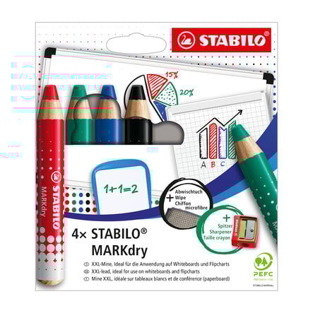STABILO Markdry Drywipe Crayons Assorted Pk4  hi\-res