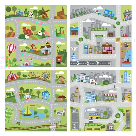 Small World Road Map Carpets 4pk  hi\-res