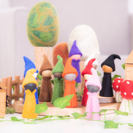 Small World Rainbow Wooden Felt Elves  hi\-res