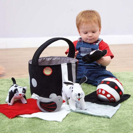 TTS Black and White Soft Baby Toys and Basket  hi\-res