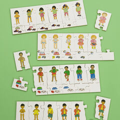 Thick Wooden Getting Dressed Jigsaw Puzzles 4pk  Thick Wooden Getting Dressed Jigsaw Puzzles 4pk  hi-res