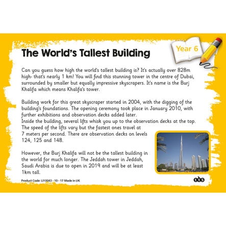Reading Comprehension Cards Year 6  hi\-res