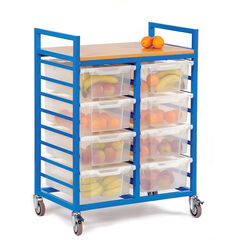 Large Trolley With Eight Lidded Trays Cool Blue H940mm  Large Trolley With Eight Lidded Trays Cool Blue H940mm  hi-res