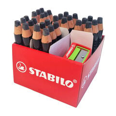 STABILO Markdry Drywipe Crayons Black Pk30  hi-res