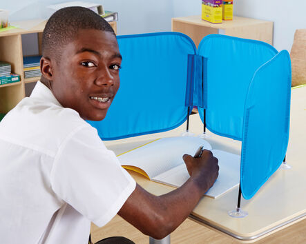 Pop\-Up Concentration Desk Barrier Blue Single Blue hi\-res