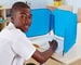Pop\-Up Concentration Desk Barrier Blue Single Blue hi\-res
