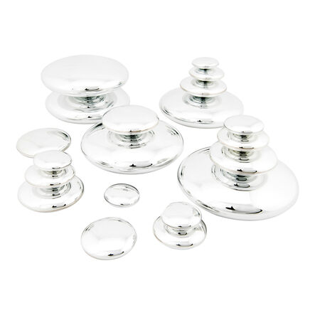 TTS Sensory Mirrored Stacking Pebbles Silver 20pk Silver hi\-res