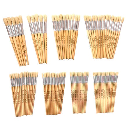 Short Handled Round Hog Hair Paint Brushes Class Pack  hi\-res