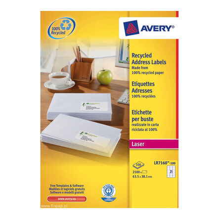 Avery Recycled Laser Address Labels LR7160\-100 21 Per Sheet  hi\-res