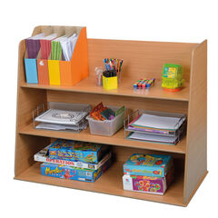 Deep Freestanding Bookcase Unit Beech  hi-res