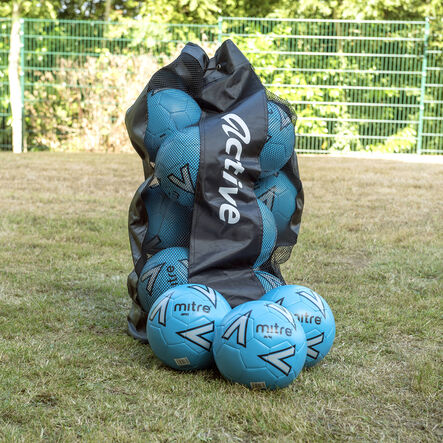 Mitre 12 Impel Training Footballs \x26 Strge Bag Blue Size 4  hi\-res