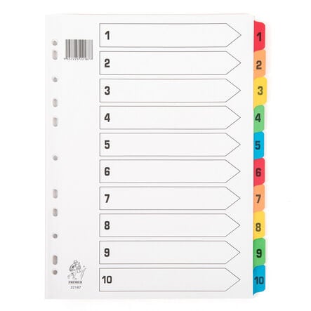 A4 Mylar 1\-10 Index File Dividers  hi\-res