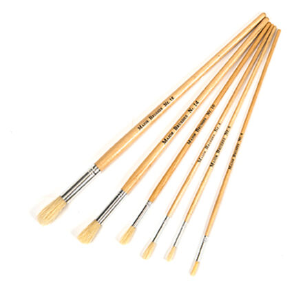 Long Handled Round Hog Hair Paint Brushes 60pk  hi\-res