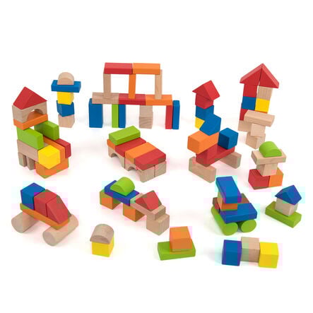 Coloured Wooden Building Blocks 100pk  hi\-res