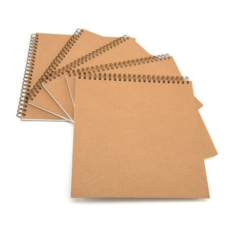 Pisces Hardback ECO Kraft Spiral Sketchbook 140gsm 5pk  hi\-res
