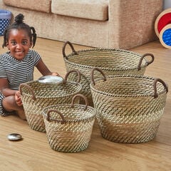 Seagrass Baskets 4pk Brown  Seagrass Baskets 4pk Brown  hi-res