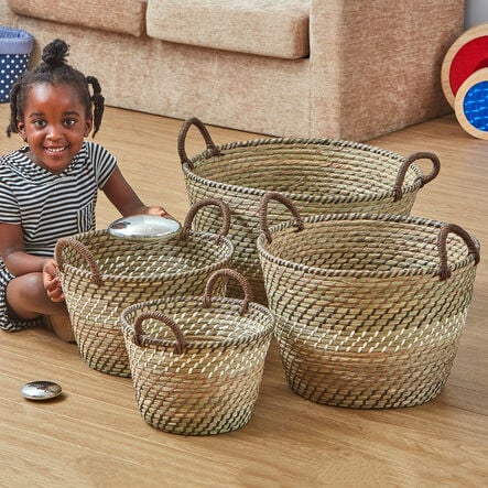Seagrass Baskets 4pk Brown  hi\-res