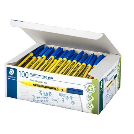 STAEDTLER Noris 307 Handwriting Pens Blue 100pk  hi\-res