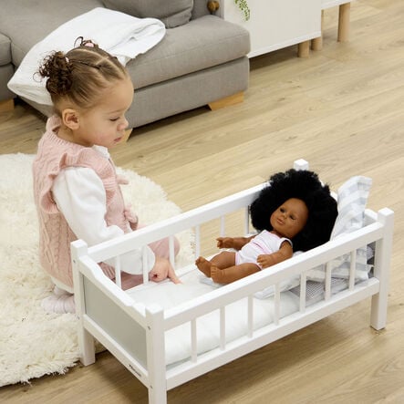 Role Play Doll Wooden White Cot Bed  hi\-res