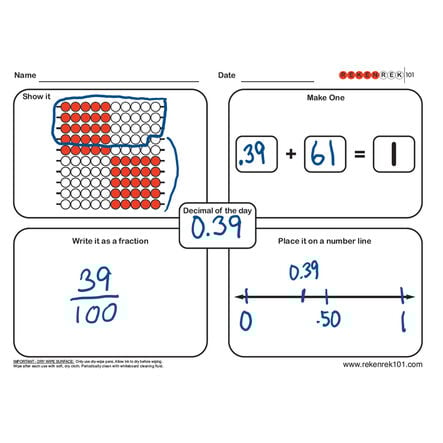 Rekenrek Practice Charts \- Fractions \x26 Decimals  hi\-res