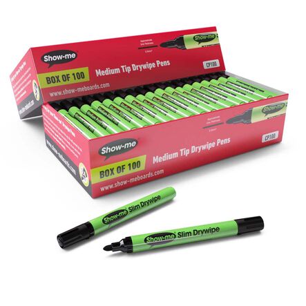Show\-me® Drywipe Pens, Medium Tip, Black  hi\-res