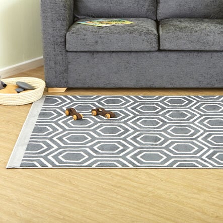 TTS Hexagonal Patterned Grey and Cream Rug  hi\-res