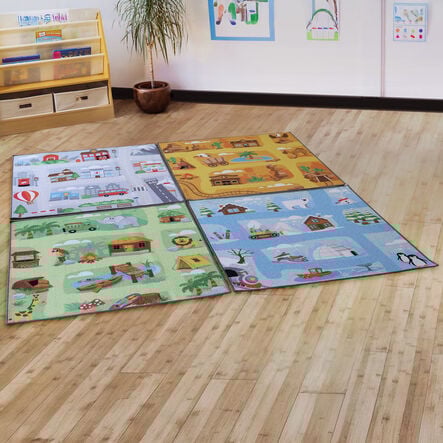 Small World Road Map Carpets 4pk  hi\-res