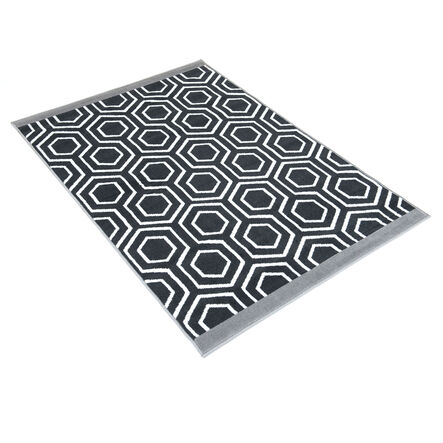 TTS Hexagonal Patterned Grey and Cream Rug  hi\-res