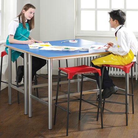 4 Legged Lipped Stool Seat Hgt 560mm Black Frame Blue  hi\-res