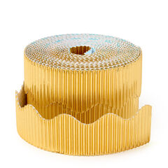 TTS Scalloped Fade Resist Corrugated Border Rolls Gold 15m x 57mm Gold hi-res