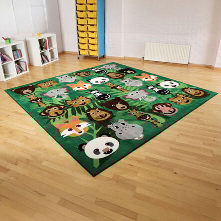 3m x 3m Wild Animals Square Placement Rug  hi\-res