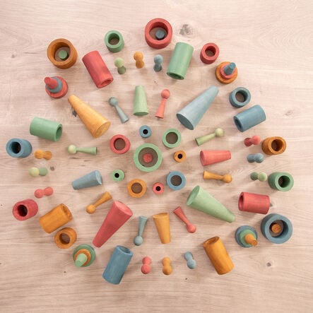 Loose Parts Wooden Shapes Large 72 Piece Set \- Earth  hi\-res