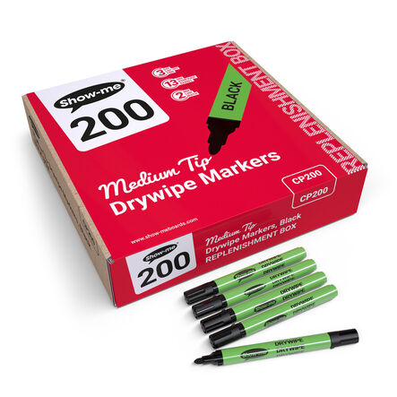 Show\-me® Show\-Me Slim Barrel Drywipe Pens 200pk Medium Tip  hi\-res