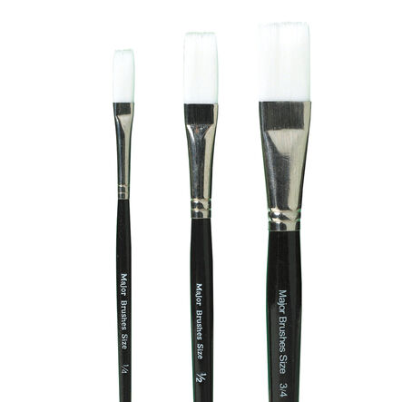 White Synthetic Sable Flat Paint Brushes 10pk  hi\-res