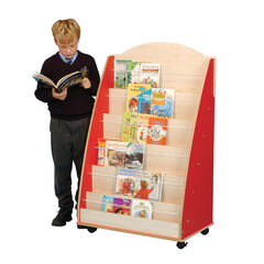 Single Sided Mobile Bookcase Beech H1275 x W480 x L800mm  hi-res